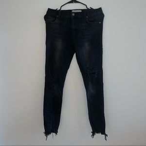 Free People Mid-Rise Jeans Grey Black Wash